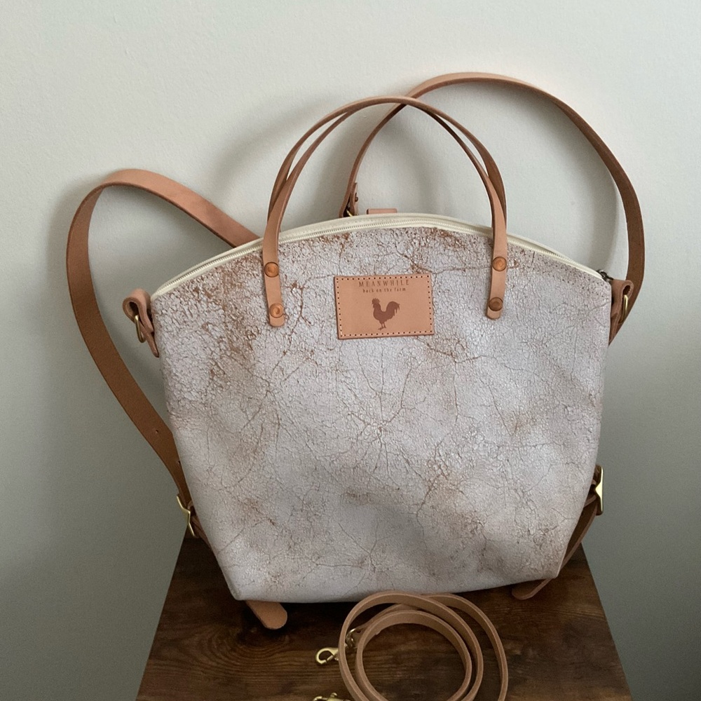 Birch White Leather Convertible Backpack Meanwhile back on the farm